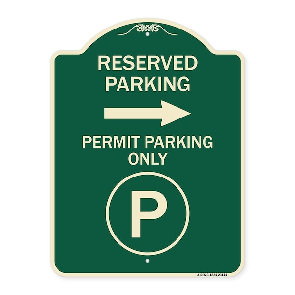 Signmission Reserved Parking Permit Parking with Symbol and Right Arrow Aluminum Sign, 24" x 18", G-1824-23144 A-DES-G-1824-23144 - main